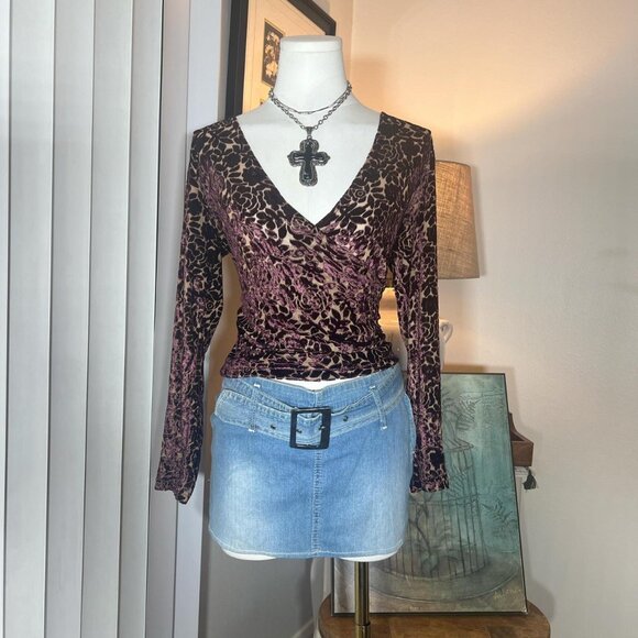 Vintage Burnout Velvet Long Sleeve Top - Picture 1 of 4